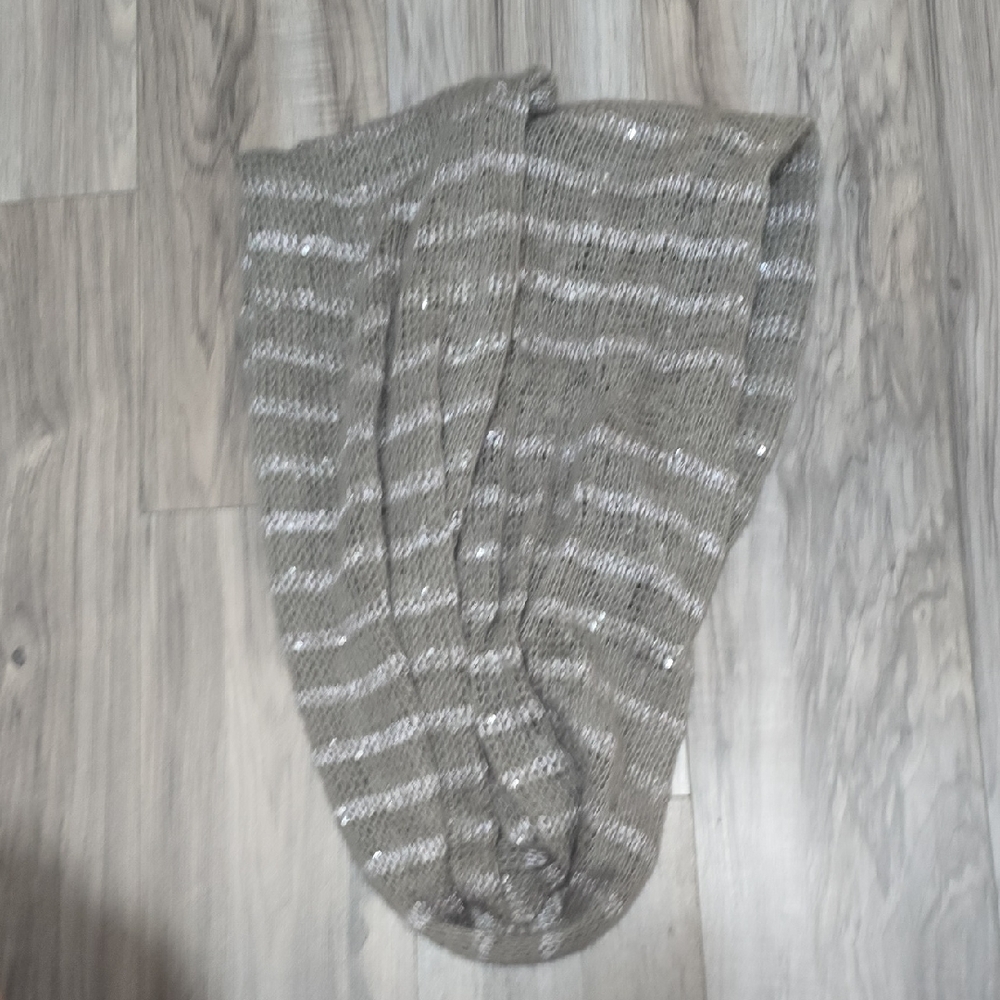 Striped Knit Scarf With Sequins